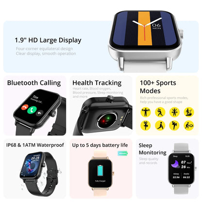 Health Tracker Fitness Voice Calling Smart Watch