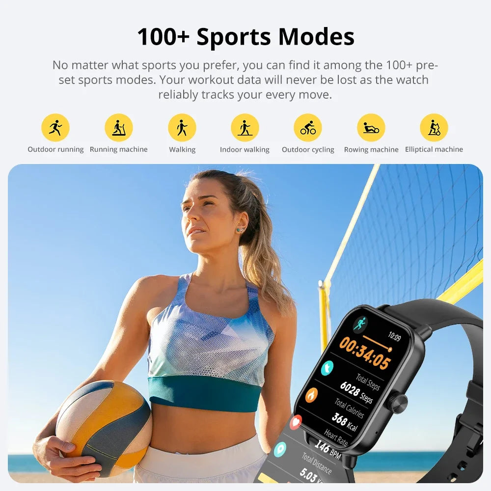 Health Tracker Fitness Voice Calling Smart Watch